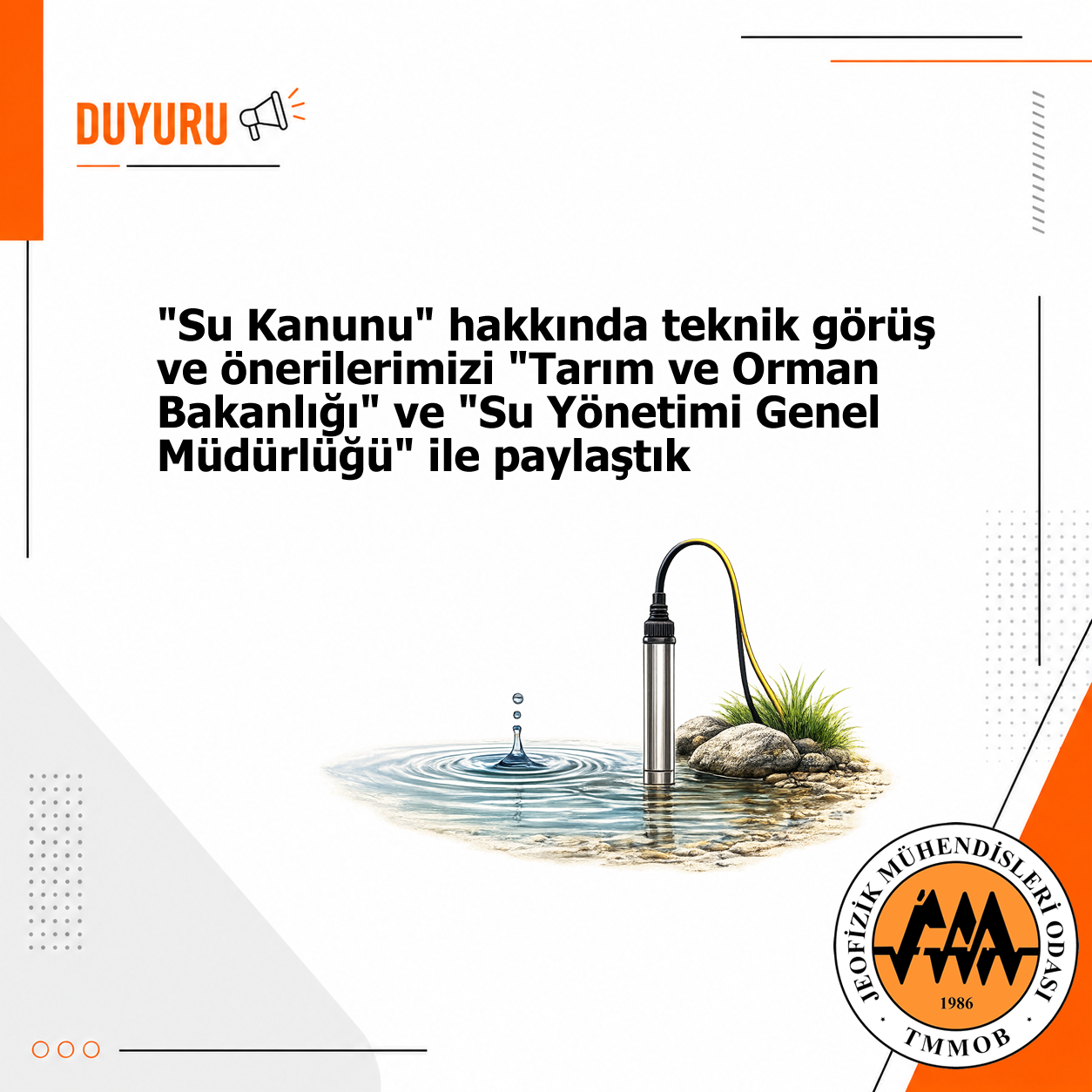 Su Kanunu Taslağına İlişkin Görüşlerimizi Tarım ve Orman Bakanlığına İlettik
