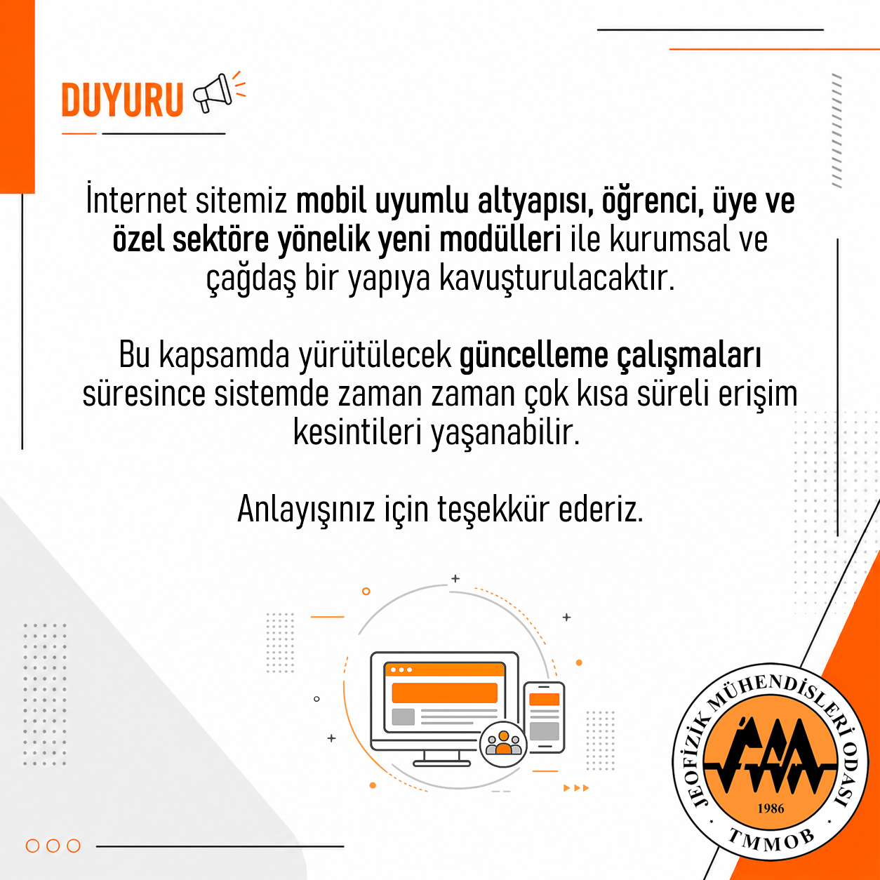 İNTERNET SAYFAMIZ GÜNCELLENİYOR