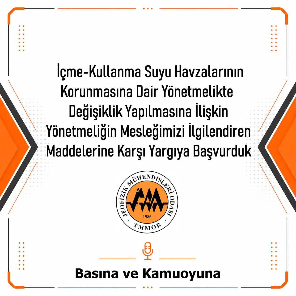 İçme-Kullanma Suyu Havzalarının Korunmasına Dair Yönetmelikte Değişiklik Yapılmasına İlişkin Yönetmelik hakkında, mesleki görev ve yetki alanlarımızın korunması amacıyla ilgili maddelere iptal davası açtık.