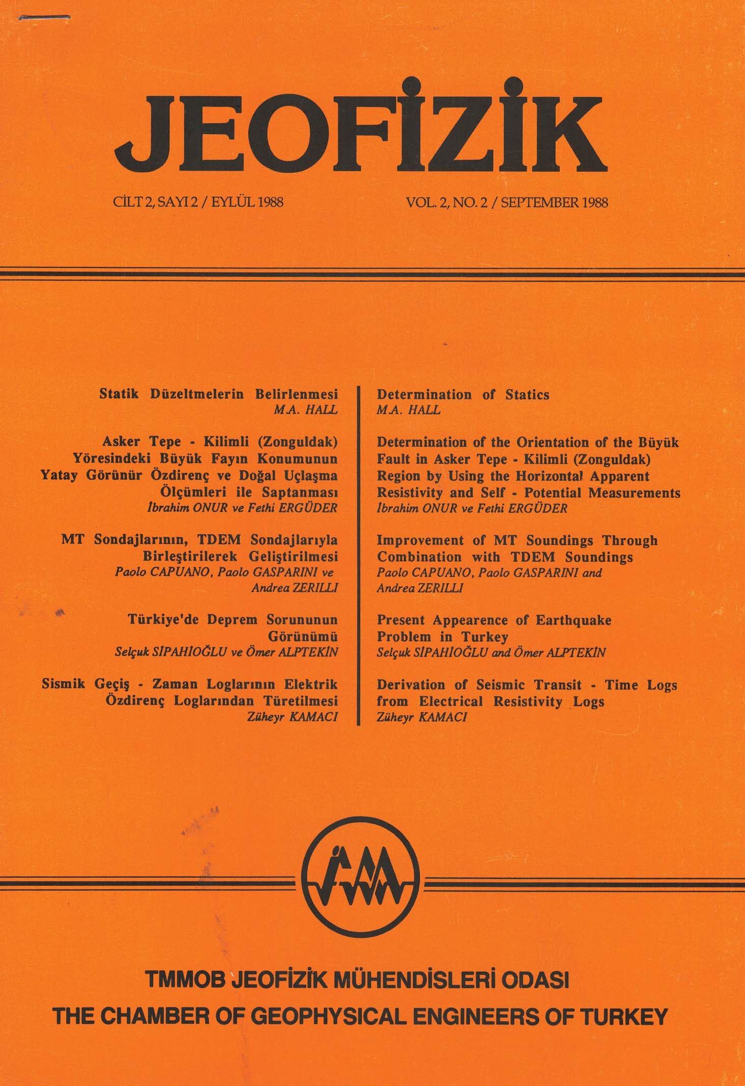 JEOFİZİK DERGİSİ CİLT 2 - SAYI - 2 - EYLÜL - 1988