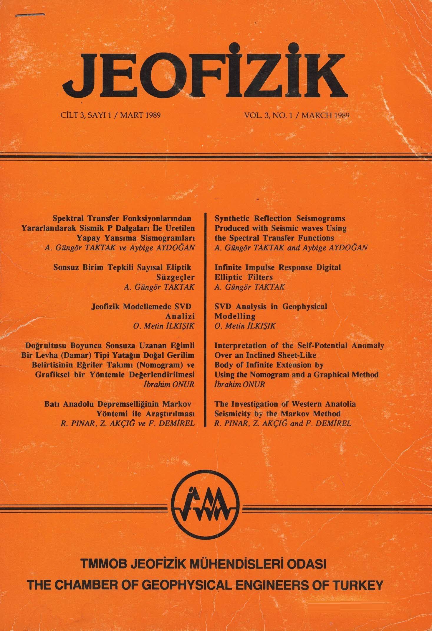 JEOFİZİK DERGİSİ CİLT 3 - SAYI - 1 - MART - 1989