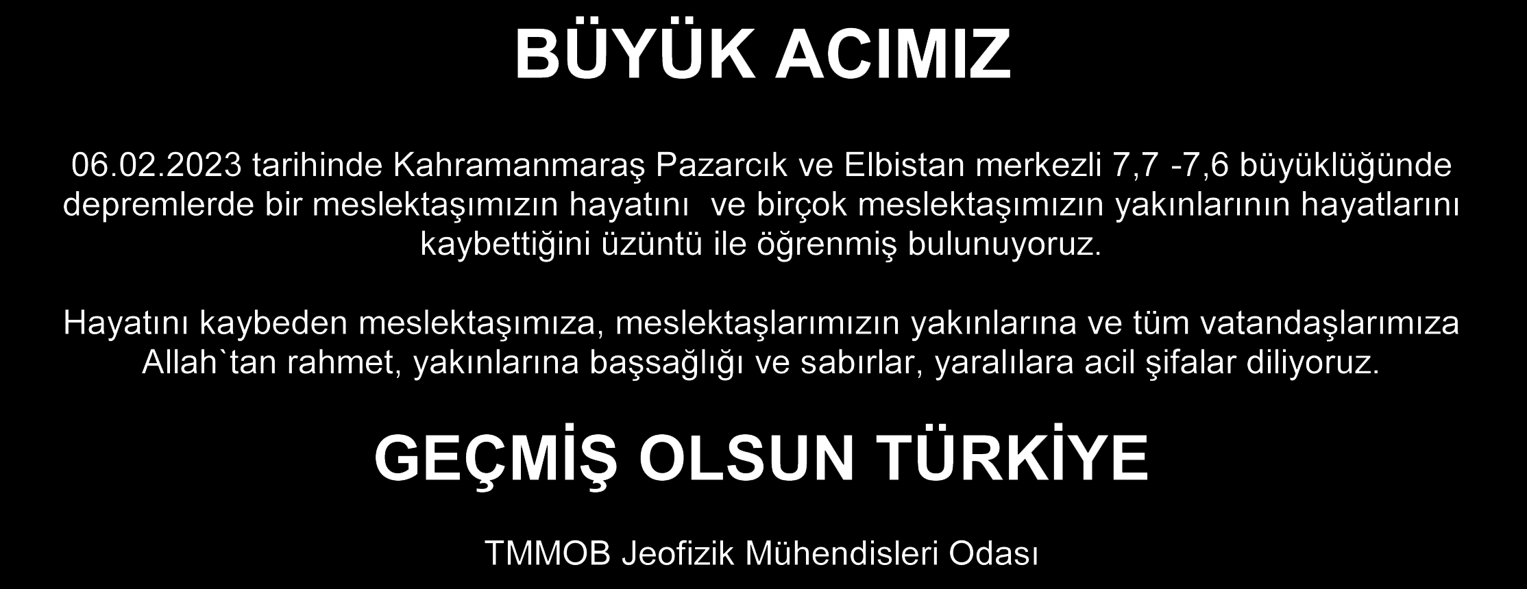  GEÇMİŞ OLSUN TÜRKİYE