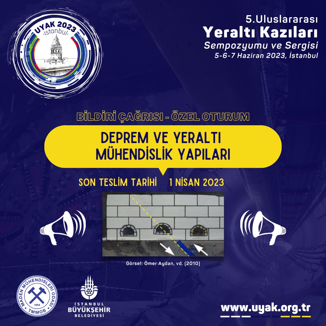 DEPREM VE YERALTI MÜHENDİSLİK YAPILARI BİLDİRİ ÇAĞRISI - ÖZEL OTURUM