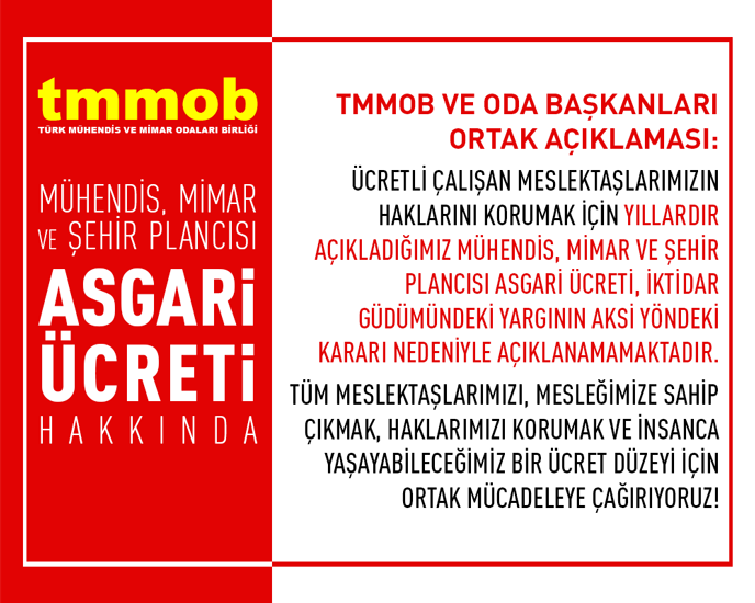 TMMOB ve Bağlı Odalarımızın Yönetim Kurulu Başkanları tarafından  ortak bir basın açıklaması 