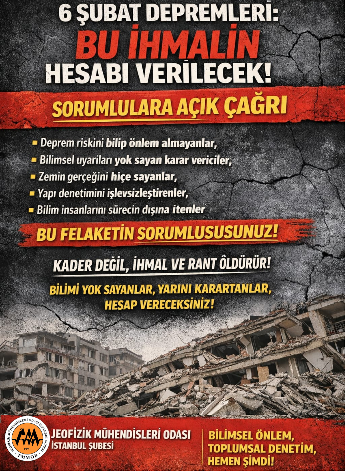 6 Şubat Depremleri: Bu Bir Doğa Olayı Değil, Yönetim ve İhmal Felaketidir