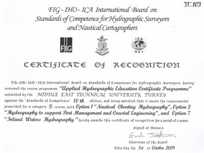 ODTÜ UYGULAMALI HİDROGRAFİ EĞİTİMİ SERTİFİKA PROGRAMI