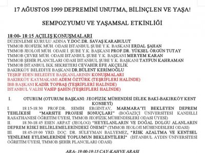 17 AĞUSTOS DEPREMİNİN YIL DÖNÜMÜ VE ANMA TÖRENİ