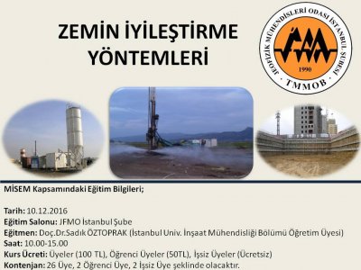  ZEMİN İYİLEŞTİRME YÖNTEMLERİKURSU 10ARALIK 2016 İSTANBUL
