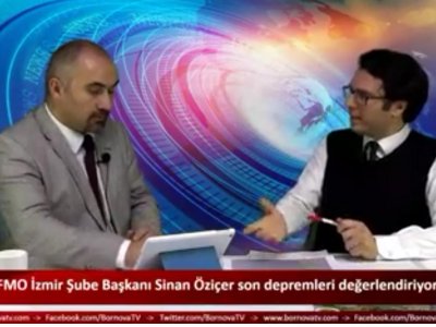 ŞUBE BAŞKANI SİNANCAN ÖZİÇER FOÇADA MEYDANA GELEN DEPREMLER HAKKINDA AÇIKLAMALARDA BULUNMAK ÜZEREA HABER VE BORNOVA TV`YE KATILDI