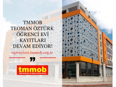 TMMOB TEOMAN ÖZTÜRK ÖĞRENCİ EVİ İÇİN 20182019 DÖNEMİ ÖĞRENCİKAYITLARI DEVAM EDİYOR