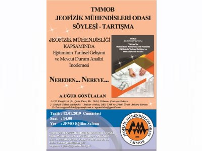 "JEOFİZİK MÜHENDİSLİĞİ
KAPSAMINDA
 EĞİTİMİNİN TARİHSEL GELİŞİMİ 
VE MEVCUT DURUM ANALİZİ 
İNCELEMESİ" NEREDEN NEREYEKONULU SÖYLEŞİTARTIŞMA 12 OCAK 2019 ANKARA