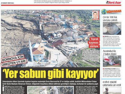 ŞUBE BAŞKANI SN SİNANCAN ÖZİÇER BORNOVA EĞRİDERE MEVKİİ HEYELANI HAKKINDA GÖRSEL VE YAZILI BASINDA AÇIKLAMALARDA BULUNDU