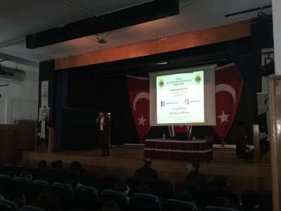 BORNOVA ANADOLU LİSESİ`NDE MESLEK TANITIM SEMİNERİ VE TEMEL AFET BİLİNCİ EĞİTİM SEMİNERİ VERİLDİ