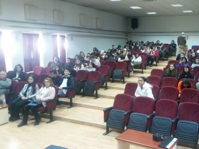 SUPHİ KOYUNCUOĞLU ANADOLU LİSESİ`NDE MESLEK TANITIM SEMİNERİ VE TEMEL AFET BİLİNCİ EĞİTİM SEMİNERLERİ VERİLDİ