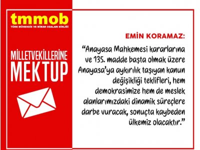 MECLİS GÜNDEMİNE GETİRİLMEK İSTENEN YASA DEĞİŞİKLİĞİ TEKLİFİNE İLİŞKİN MİLLETVEKİLLERİNE MEKTUP