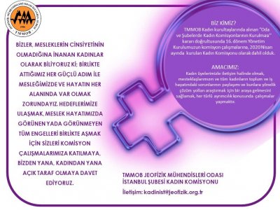 TMMOB JEOFİZİK MÜHENDİSLERİ İSTANBUL ŞUBE KADIN KOMİSYONU ÇALIŞMALARINA BAŞLADI