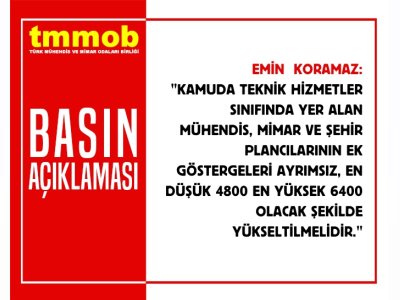 <BR><BR>KAMUDA ÇALIŞAN MÜHENDİS MİMAR VE ŞEHİR PLANCISI ÜCRETLERİ İYİLEŞTİRİLMELİ VE EK GÖSTERGE 6400 SEVİYESİNE YÜKSELTİLMELİDİR
