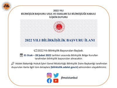 2022 YILI BİLİRKİŞİLİK BAŞVURU İLANI