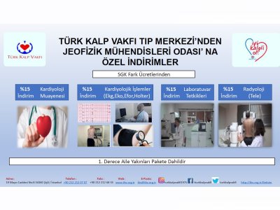 TÜRK KALP VAKFI TIP MERKEZİ` NDEN ÜYELERİMİZE ÖZEL İNDİRİMLER