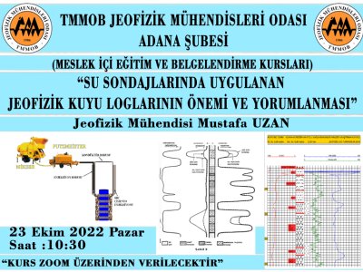 "SU SONDAJLARINDA UYGULANAN JEOFİZİK KUYU LOGLARININ ÖNEMİ VE YORUMLANMASI" KONULU KURS 23 EKİM 2022 ADANA