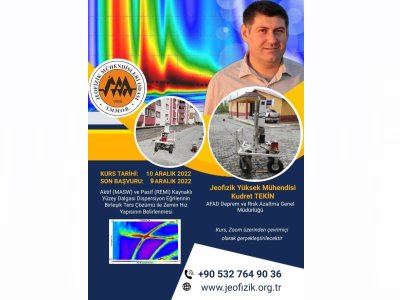 "AKTİF MASW VE PASİF REMI KAYNAKLI YÜZEY DALGASI DİSPERSİYON EĞRİLERİNİN BİRLEŞİK TERS ÇÖZÜMÜ İLE ZEMİN HIZ YAPISININ BELİRLENMESİ KONULU KURS 10 ARALIK 2022