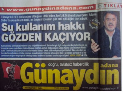 GÜNAYDIN GAZETESİ:“SU KULLANIM HAKKI GÖZDEN KAÇIYOR”