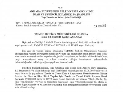 ANKARA BÜYÜKŞEHİR BELEDİYESİ`NDEN İLÇE BELEDİYELERİNE UYARI; MEVZUATA UYGUN ZEMİN ETÜT RAPORLARI HAZIRLANMALI