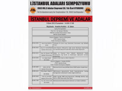 I İSTANBUL ADALARI SEMPOZYUMU İSTANBUL DEPREMİ VE ADALAR OTURUM PROGRAMI 