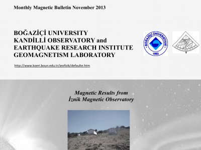 JEOMANYETİZMA BÜLTENİ 2013 KASIM SAYISI YAYINLANDI 