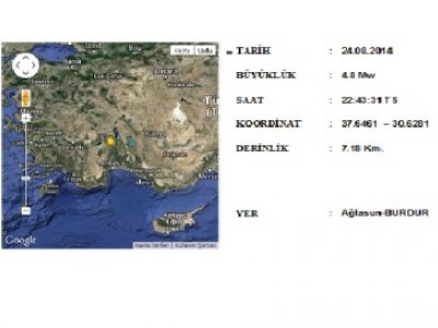 BURDUR DEPREMİ İLE İLGİLİ BİLGİ NOTU