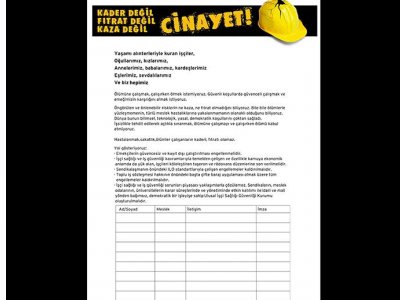 TMMOB İMZA KAMPANYASI İŞ CİNAYETLERİ VE İŞÇİ KATLİAMLARININ DURDURULMASINA YÖNELİK OLARAK İMZA KAMPANYASI BAŞLATILDI