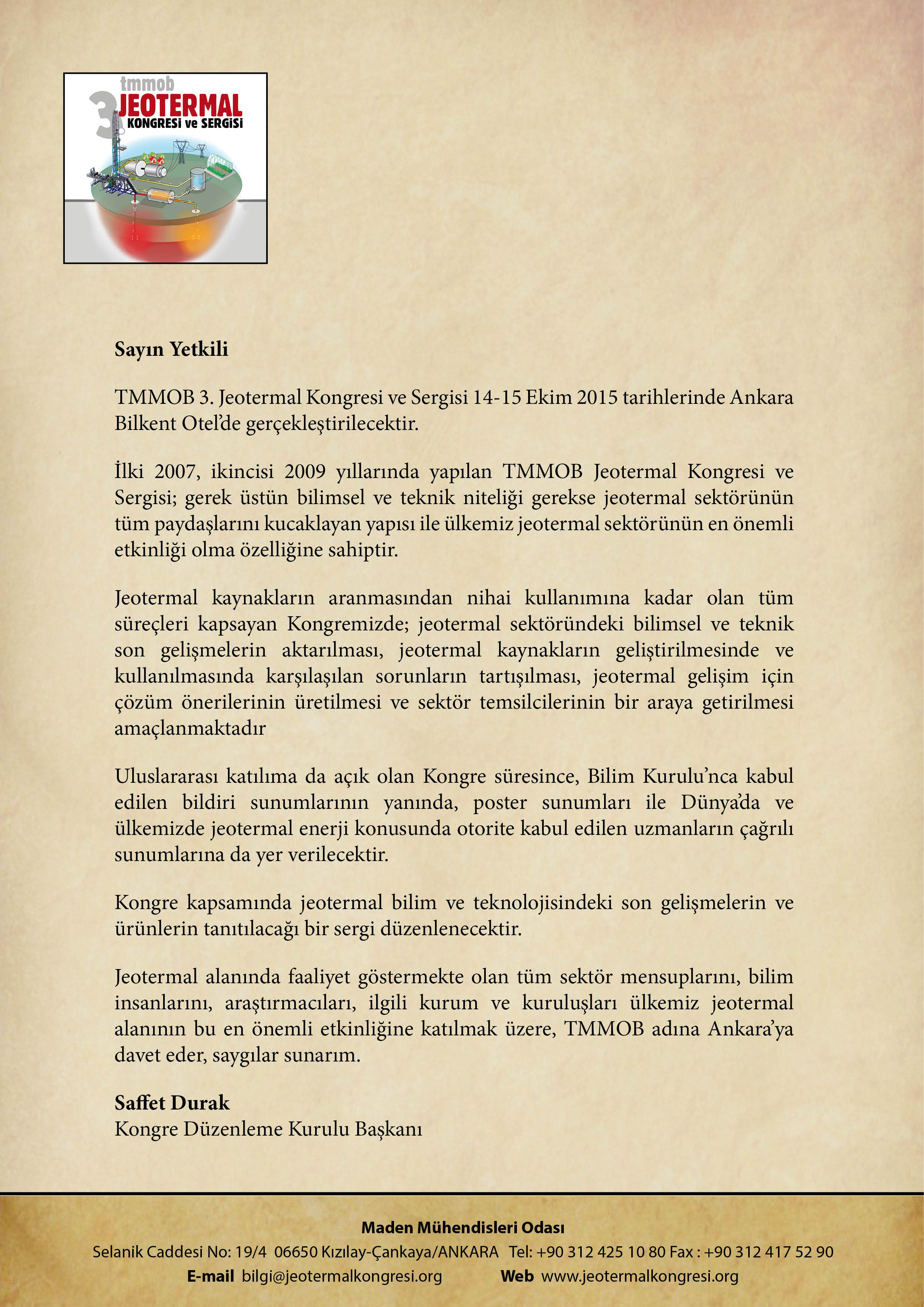 TMMOB 3. JEOTERMAL KONGRESİ VE SERGİSİ