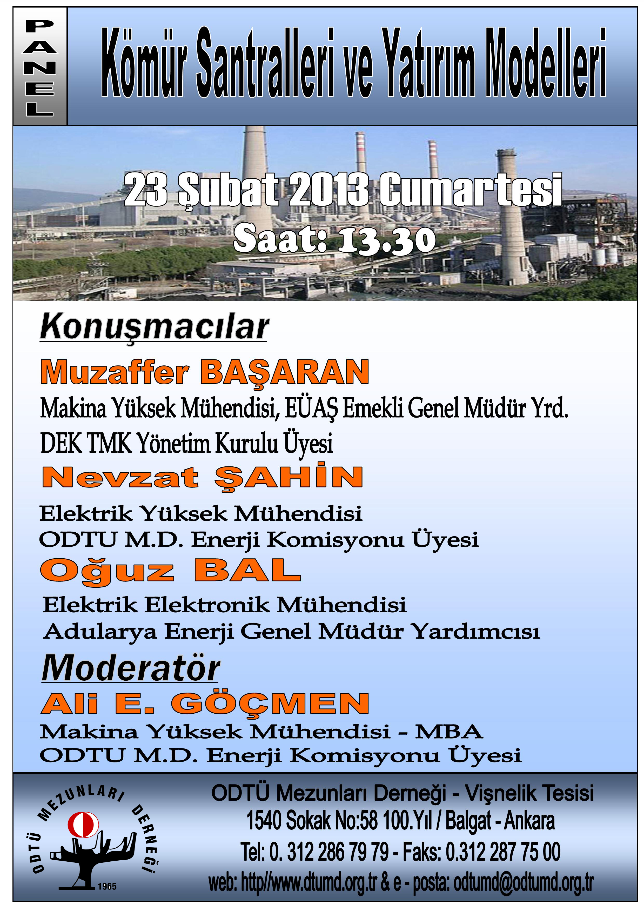 PANEL; KÖMÜR SANTRALLERİ VE YATIRIM MODELLERİ