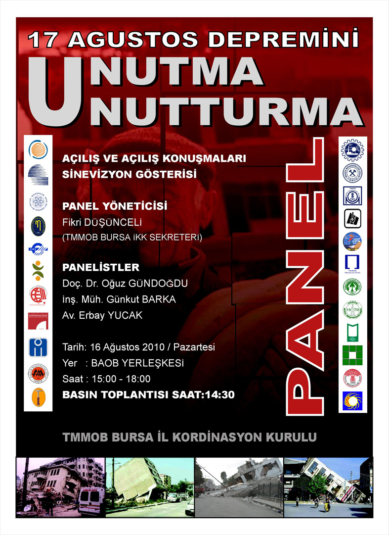TMMOB BURSA İKKDAN 17 AĞUSTOS DEPREMİNİ UNUTMA UNUTTURMA PANELİ